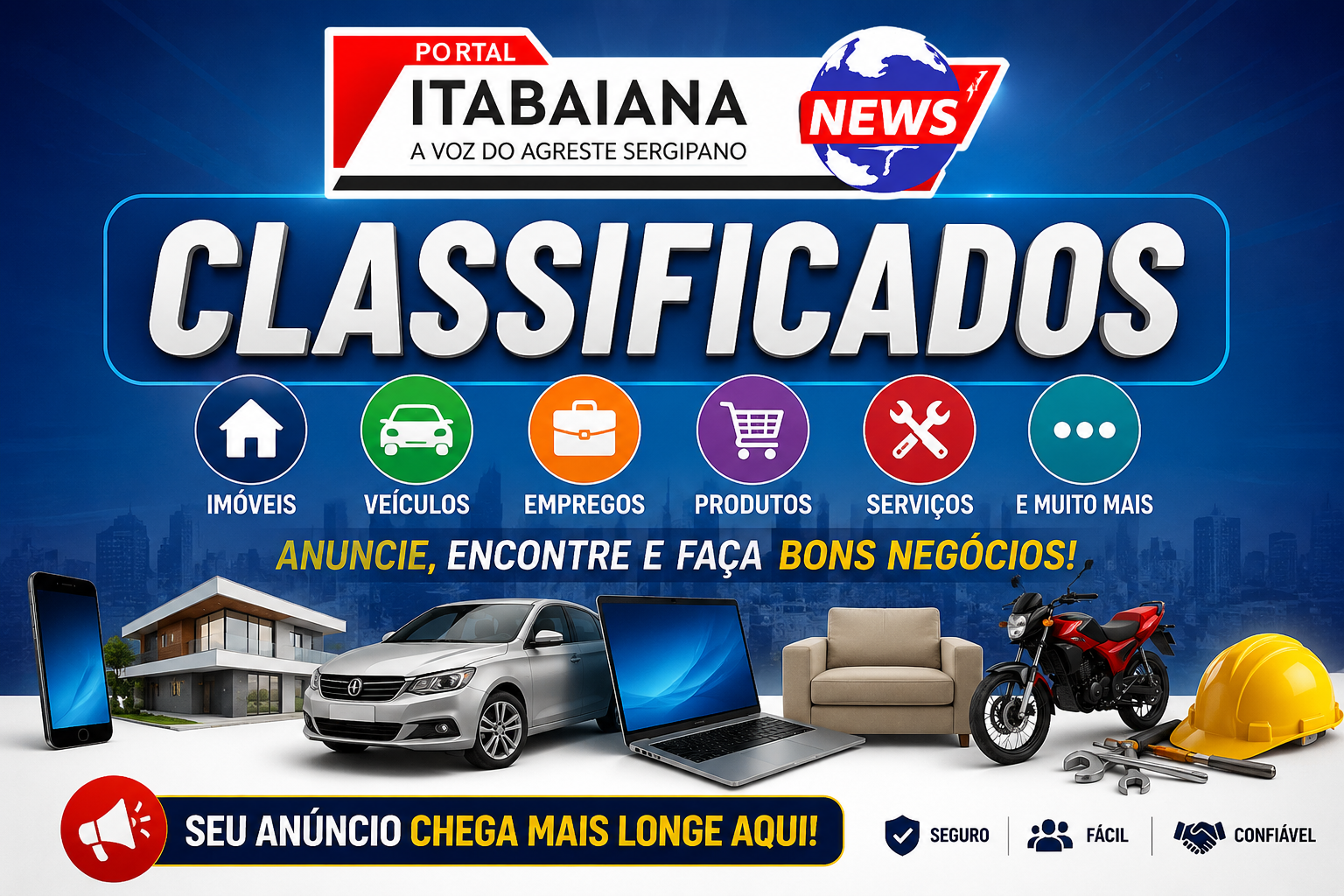 Classificados Portal Itabaiana News — imóveis, veículos, empregos, produtos e serviços